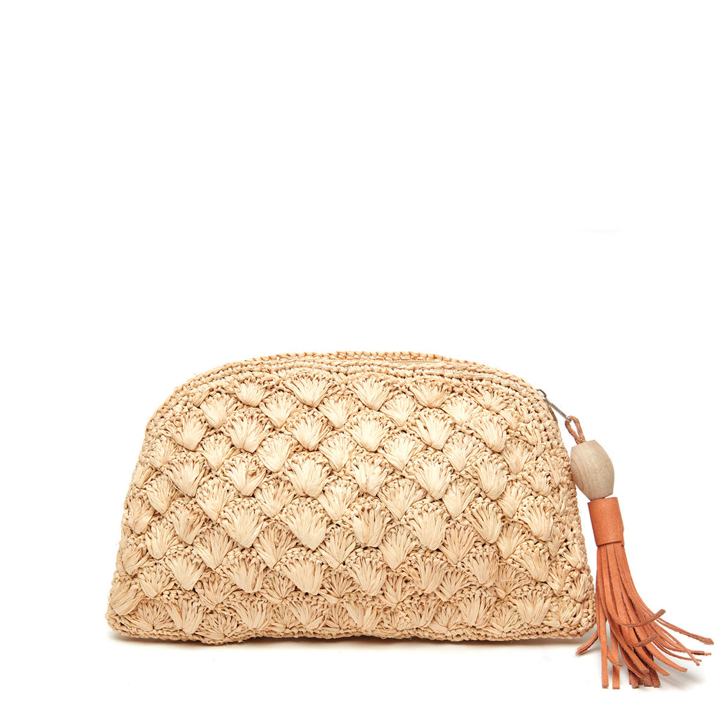 Cleo clutch in natural on white background