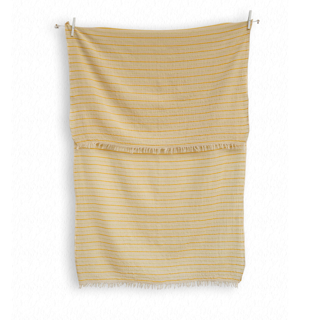 Mustard colored stripe linen scarf