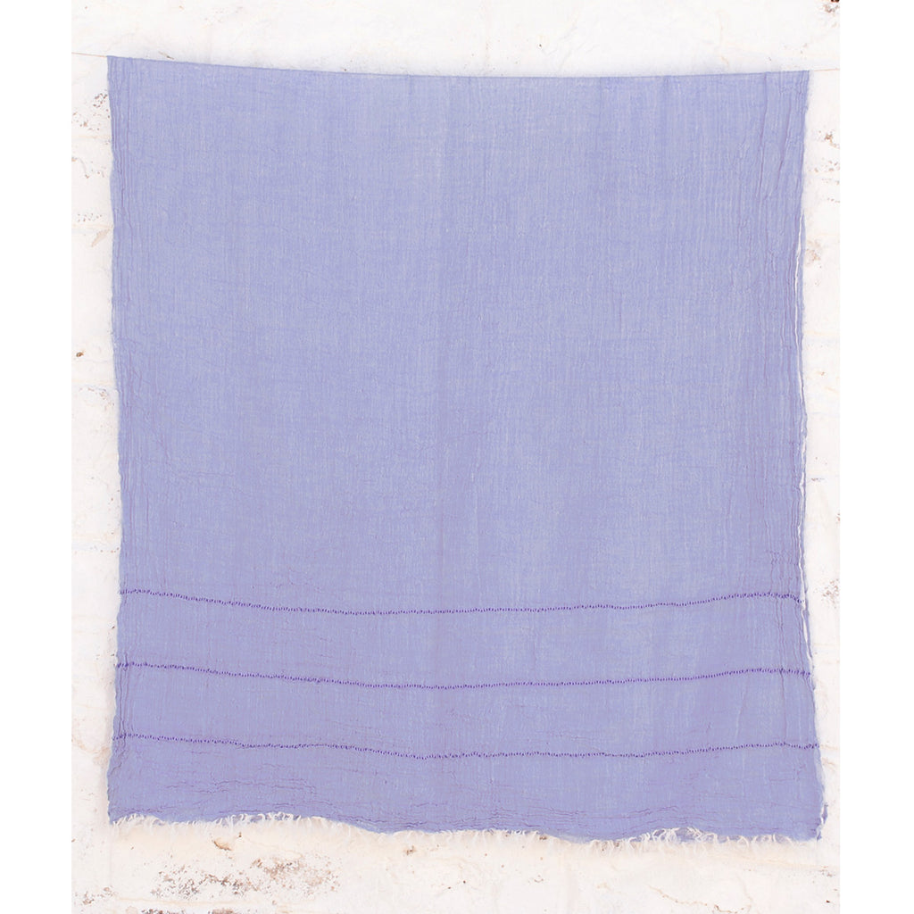 Handwoven Turkish cotton scarf in blue hanging