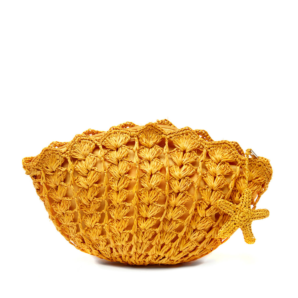 Shelley clutch in Sunflower on a white background