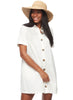 Model on white background wearing our Stella raffia sun hat in Natural