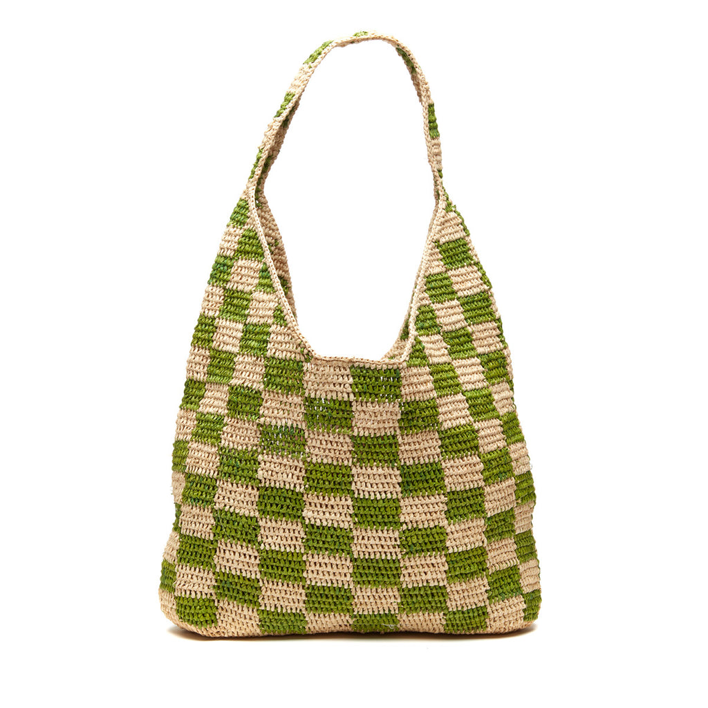 Abby tote in Emerald Natural on white background