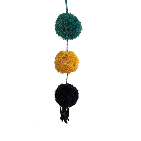 Chain of Aqua Sunflower Navy pom poms