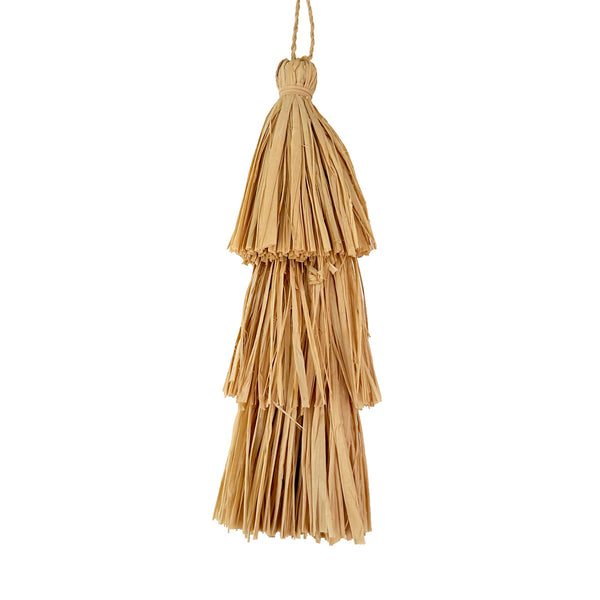 Raffia tassel in natural as used in the Carolina Tote