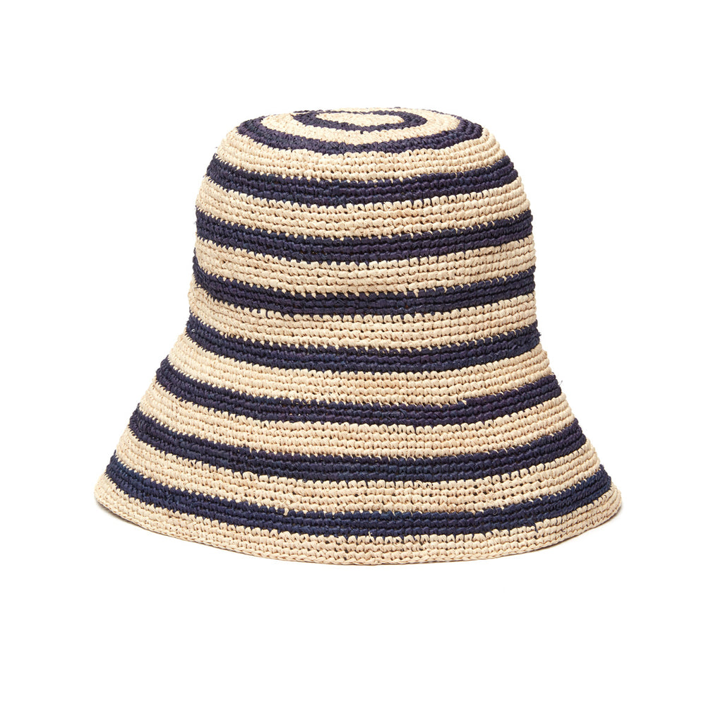 Eleni hat on white in navy