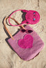Petite Heart pocket tote in the sand