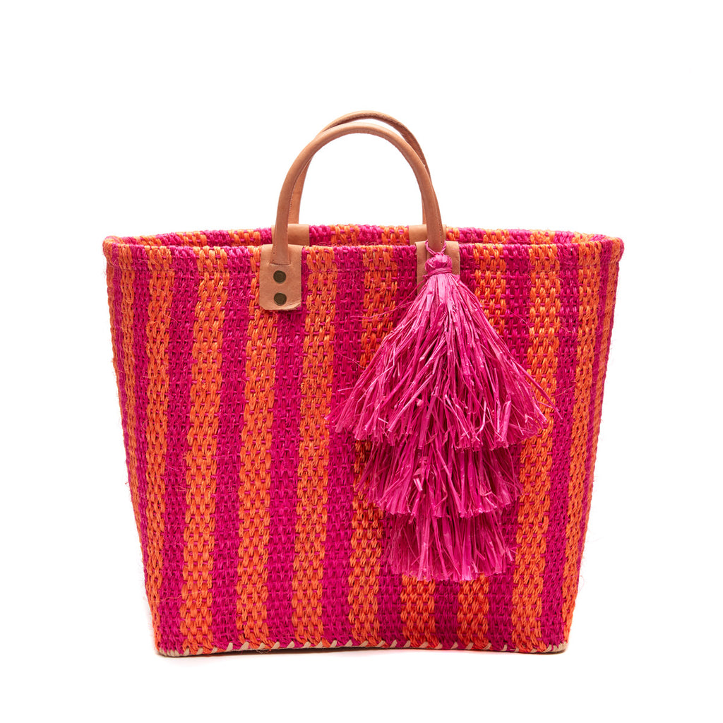 Lido Tote in Pink Mango on white background
