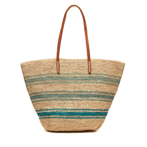 Mira tote in Aqua on white background