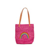 Petite rainbow tote in Pink on white background
