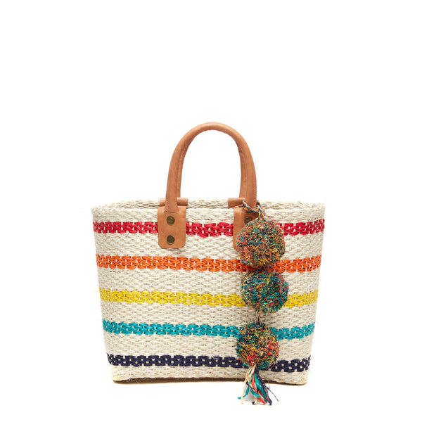 Petite Tybee Tote Rainbow on white background