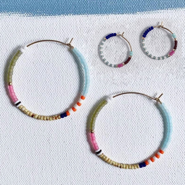 Hoop earrings with 14k gold ear wires and Japanese glass beads