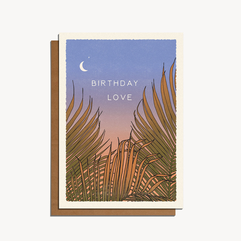 Greeting card with "Birthday Love" on it