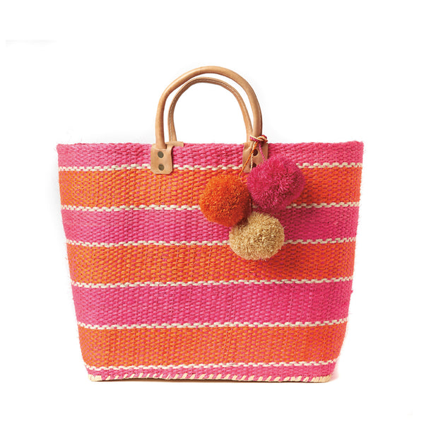 Capri Tote in Pink Mango on White Background