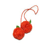Pair of cherry shaped raffia pom poms as used in our Florence tote