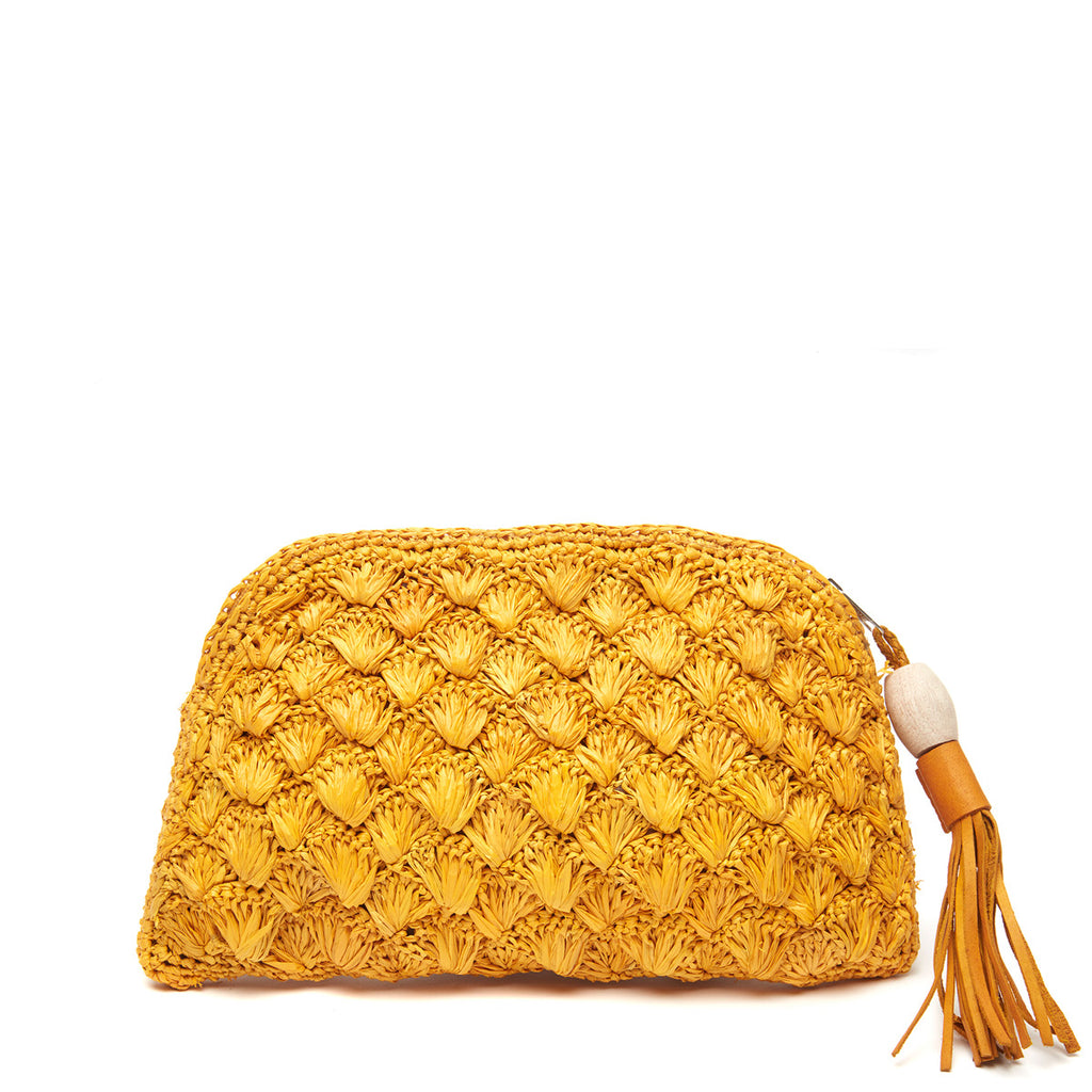 Cleo clutch in Sunflower on white background