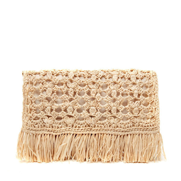 Denise clutch in Natural on a white background