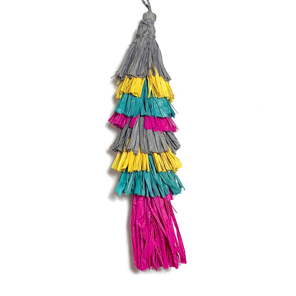 Dove, sunflower, aqua, pink colored single tassel