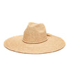 Natural colored crocheted wide brim sun hat with raffia cord