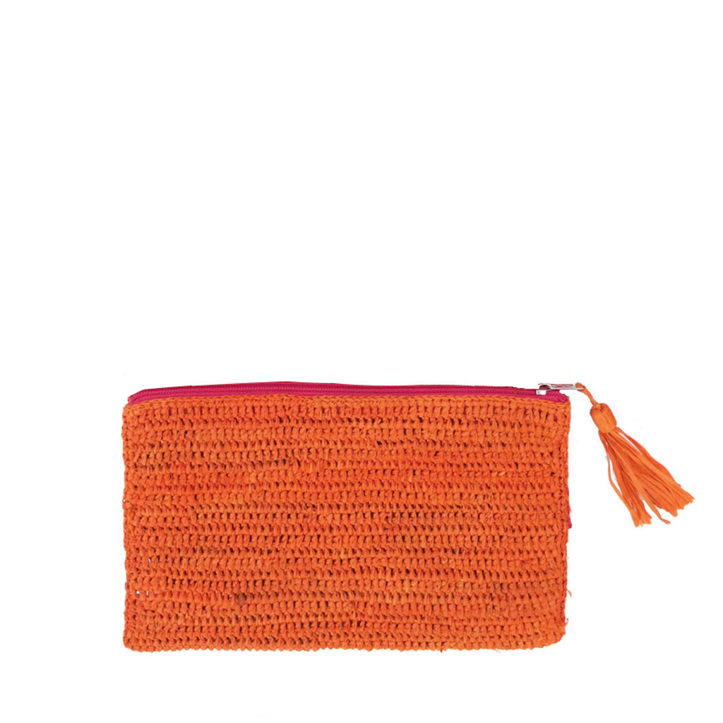 Justine pouch in Mango on a white background