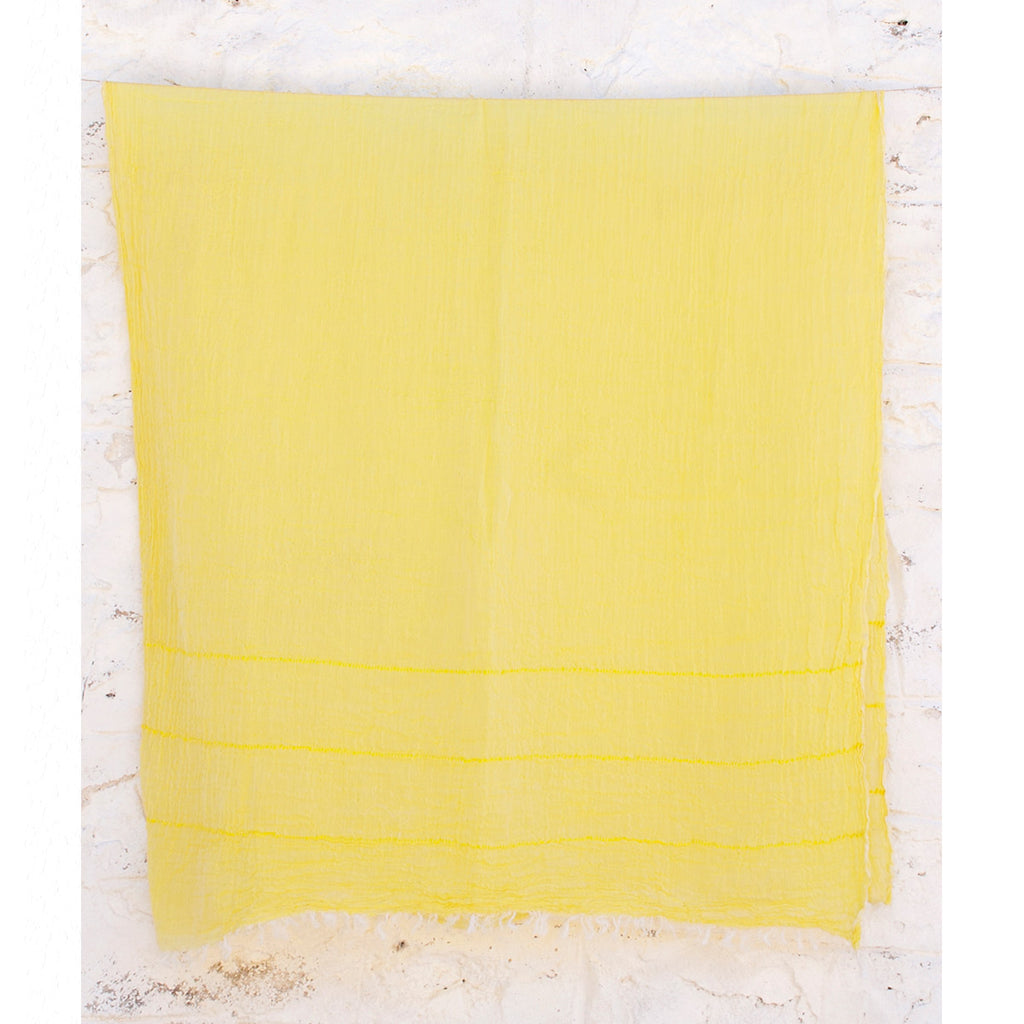 Handwoven Turkish cotton scarf in yellow hanging