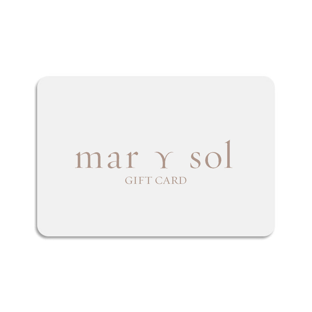 White gift card with Mar Y Sol logo 