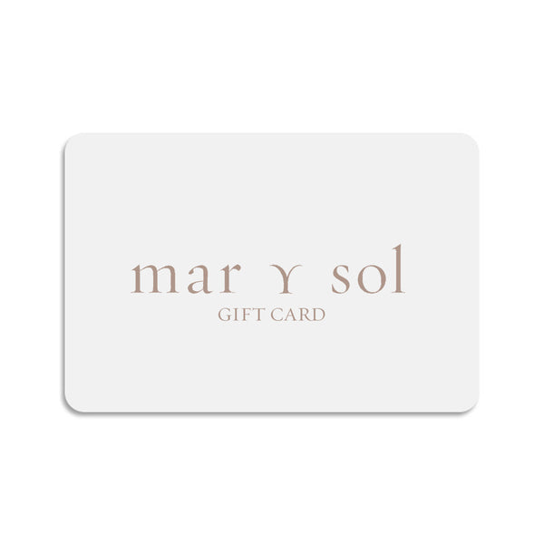 White gift card with Mar Y Sol logo