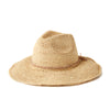 Natural colored crocheted medium brim fedora with leather tie