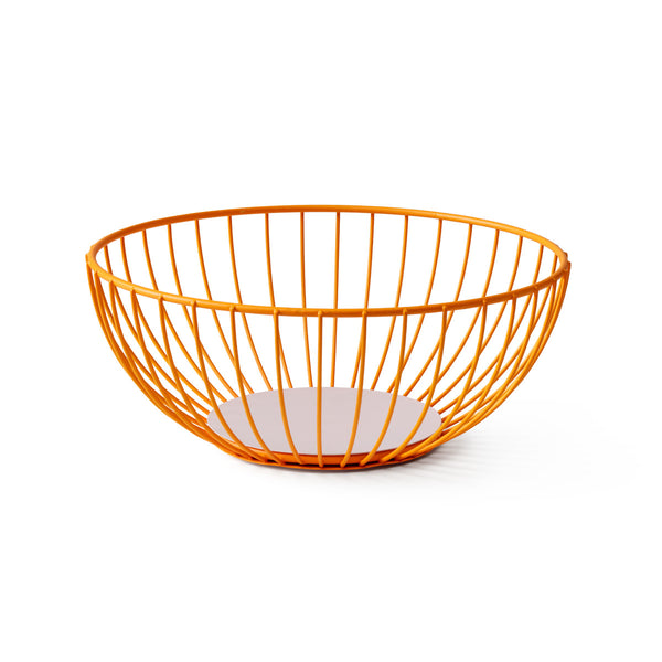 Orange wire sculptural basket
