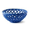 Glazed ceramic basket in blue