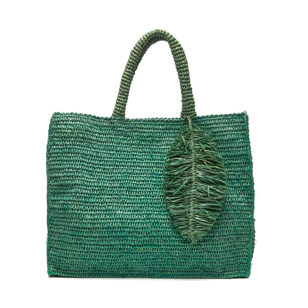 Ravenna tote in Emerald on white background