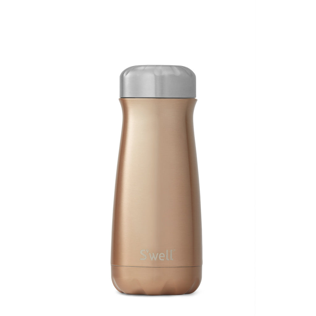 Shiny gold design water bottle with silver lid