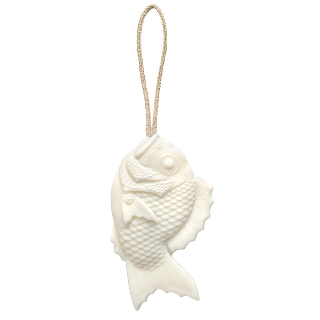 White Tai fish soap with a rope handle