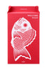 Red box with fish image that Lily Japanese Welcome Soap comes in